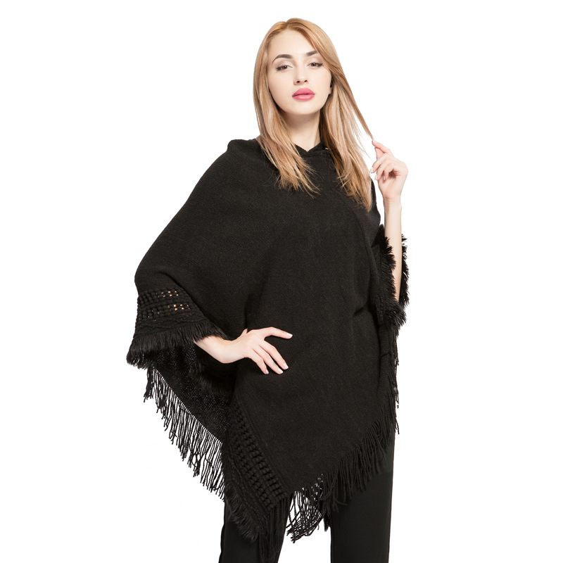Autumn and winter hooded children tassel plus size sweater wholesale new cashmere AliExpress hot selling cape shawl