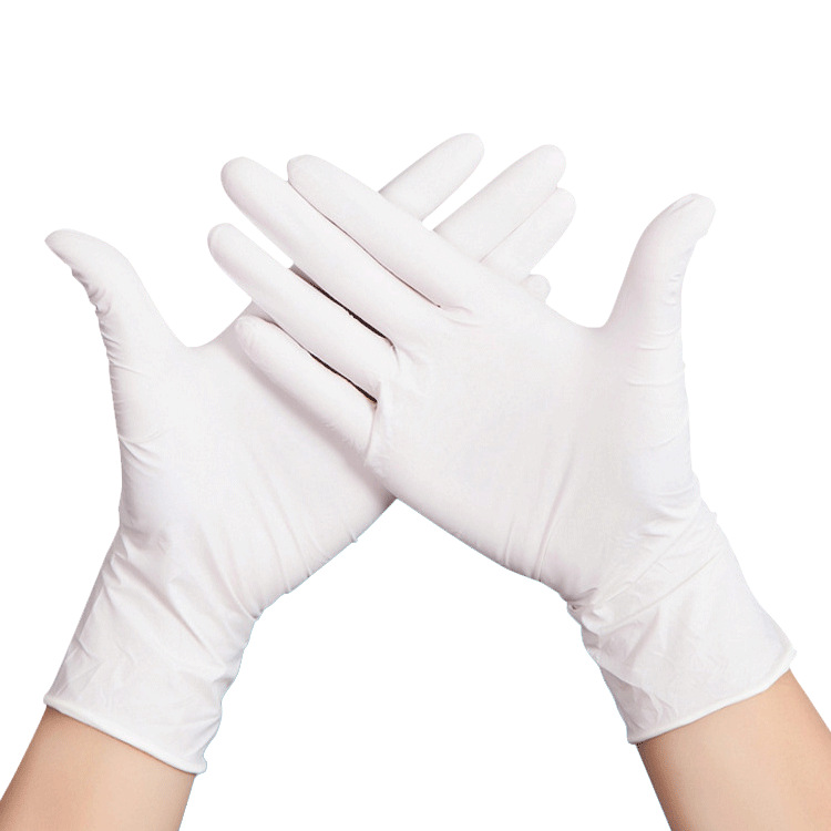 9 inch powder-free linen finger white disposable nitrile gloves non-slip acid and alkali proof electronic factory rubber nitrile gloves