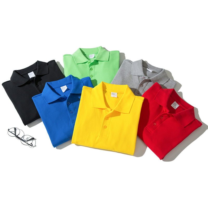 Cotton Autumn and Winter Polo Shirt Men's Long-sleeved T-shirt Lapel Solid Color Paul Shirt Loose Casual T-shirt D08