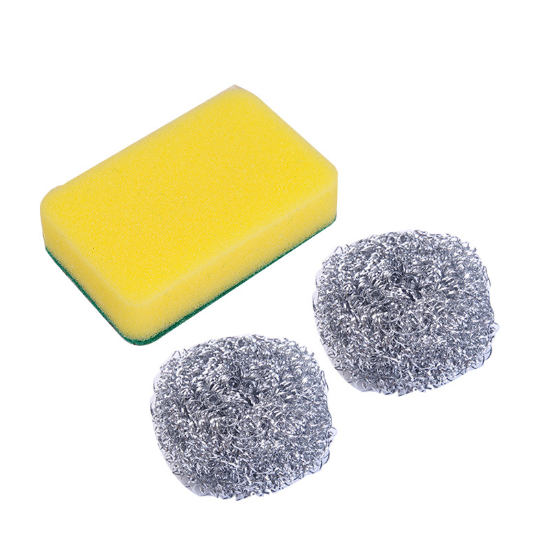 Kitchen utensils stainless steel cleaning ball dishwashing nano sponge wipe suit cleaning steel wire ball brush dish towel