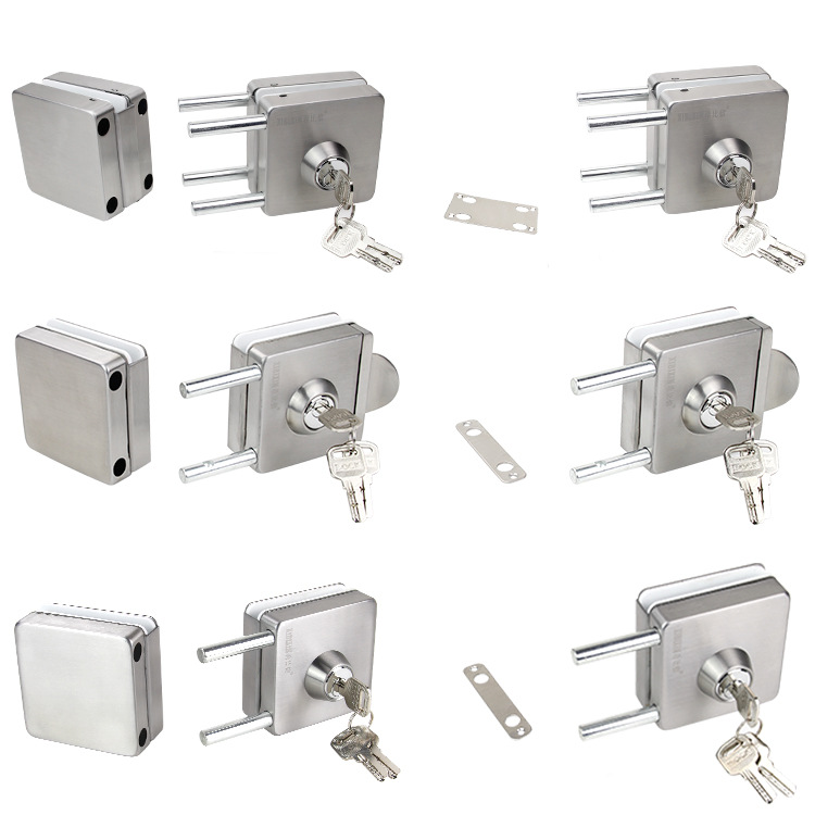 Shibixin stainless steel glass door lock double door U-lock office push-pull square glass lock factory outlet