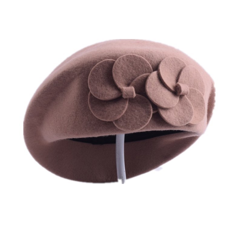 New Korean version of wool hat European and American British double flower winter hat berets Yiwu hat wholesale