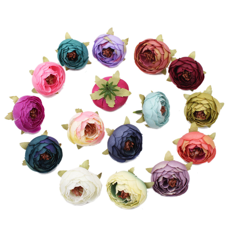 DIY Handmade Garland Material Simulation Rose Flower Head European Retro Tea Flower Bud Mori Candy Box Gift Box Accessories