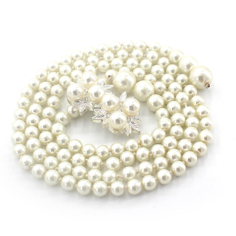 Women's Korean-style sweet bow dress pearl waist chain ladies fashion decorative thin belt nine a generation of hair