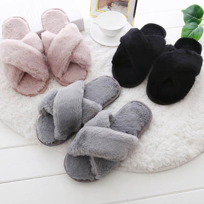 2023 Autumn and Winter Maomao Slippers for Women Warm Flat Bottom Home Cross Foreign Trade Large Size 43 Women