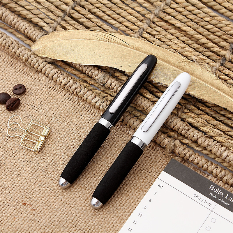 in stock Wholesale Metal Mini Ballpoint Pen Sponge Holding Pocket Oil Pen Business Advertising Gift Pen Set LOGO