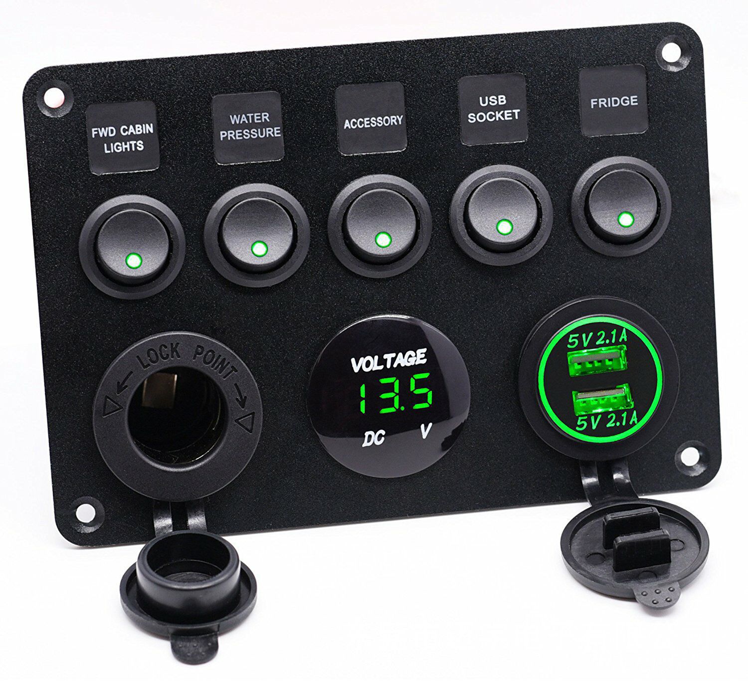 5-bit cat eye round switch panel combination USB voltmeter mother Seat car modification car charger panel 12-24V