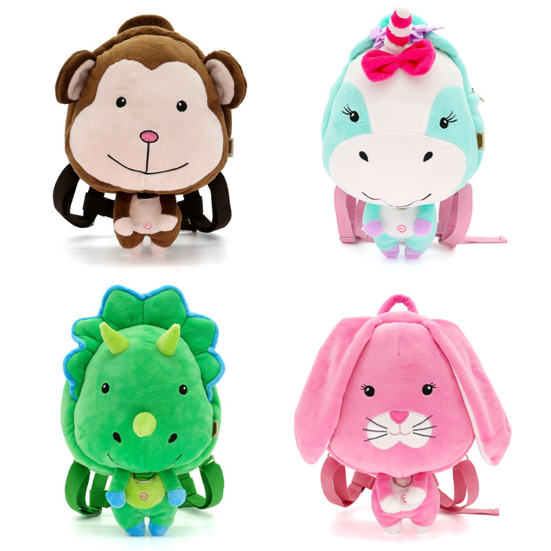 Cartoon plush girls' cute anti-lost bag anti-lost bag Backpack Baby Kindergarten schoolbag wholesale