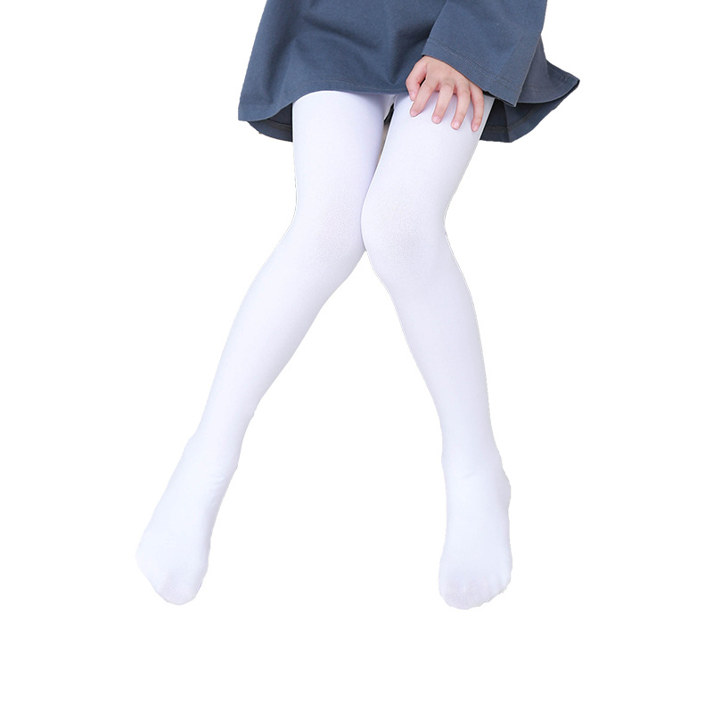 90D Anti-Pilling Velvet Children's Dance Socks June 1 Spring and Autumn Thin White Pantyhose for Girls