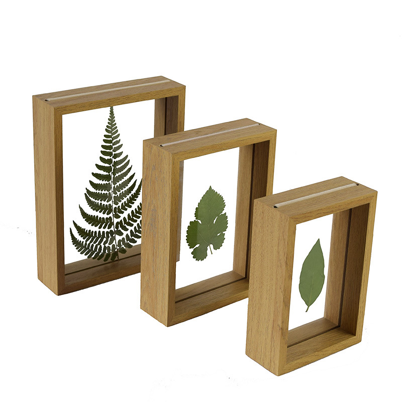 Double-sided glass photo frame table wholesale plant specimen frame photo frame table European creative wooden picture frame LOGO