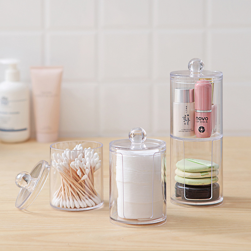 Plastic Cotton box storage box Crystal round cotton box transparent jewelry box swab box