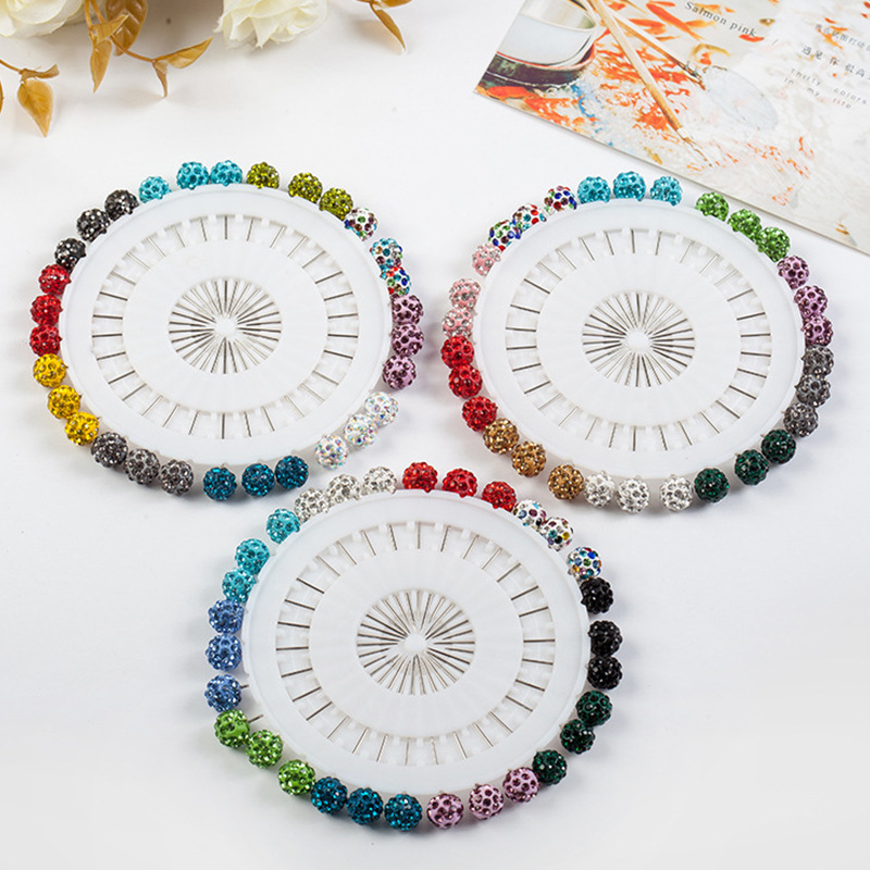 Cross-border wholesale headscarf pin scarf clip cap pin rhinestone scarf pin fixed diamond ball pin brooch