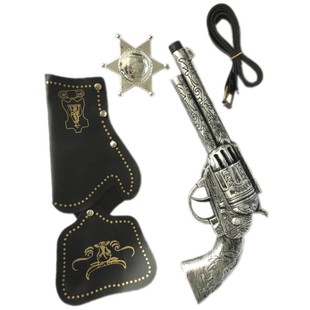 Christmas masquerade props retro Western cowboy gun toy weapon pistol holster belt badge plastic sea gun