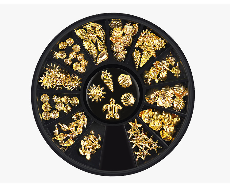 Cross-border nail jewelry tools metal rivet ocean series star shell silver rivet disc