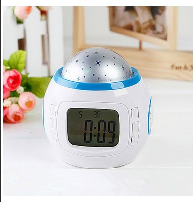 Creative children's music Starry Sky Projection clock bedside small alarm clock colorful star moon calendar clock New Gift