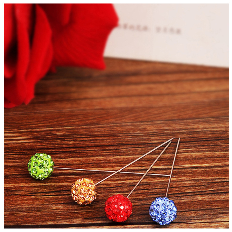 Cross-border wholesale headscarf pin scarf clip cap pin rhinestone scarf pin fixed diamond ball pin brooch