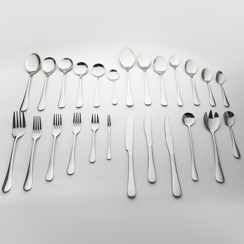 Jieyang stainless steel hotel supplies 1010 knife, fork and spoon tableware suit salad fork sugar spoon ice spoon tableware