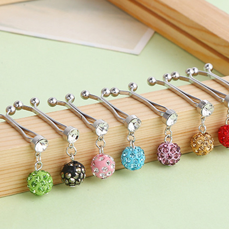 Cross-border dedicated to clay ball rhinestone multi-color turban turban fixed buckle clothing personality hanging ball ethnic style brooch