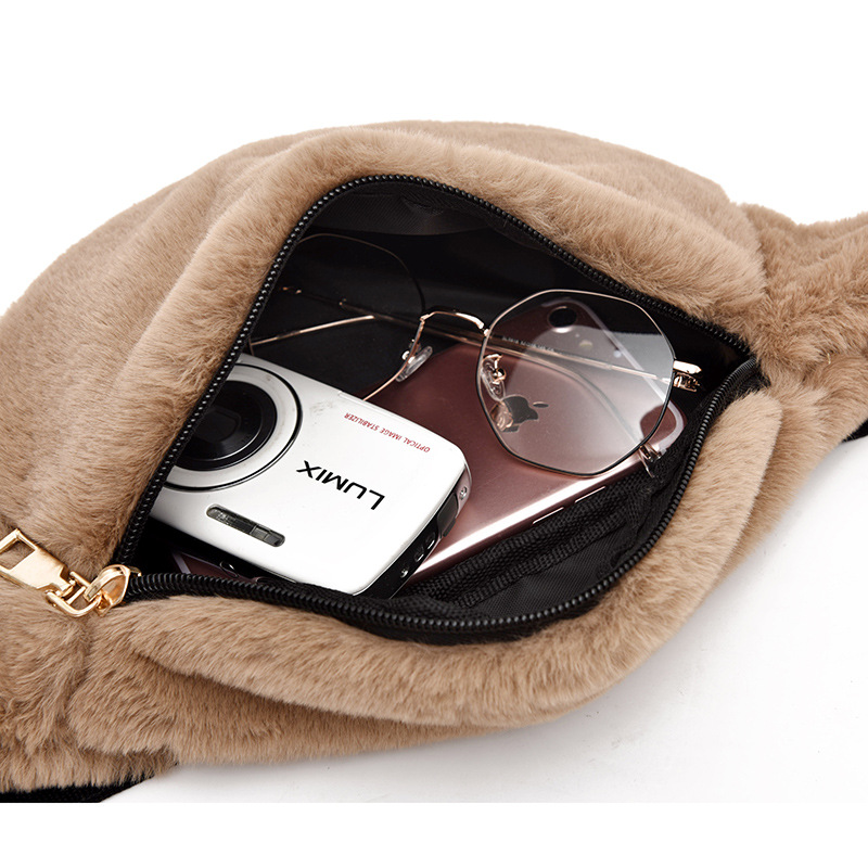 New waist bag plush leopard print Korean style men's and women's waist bag leisure travel shoulder multi-functional waist bag crossbody chest bag