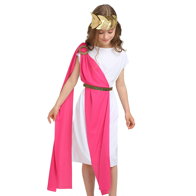 Halloween Costume Child Male Roman Goddess Greek Queen cos Long Dress Child Female Greek Roman Costume