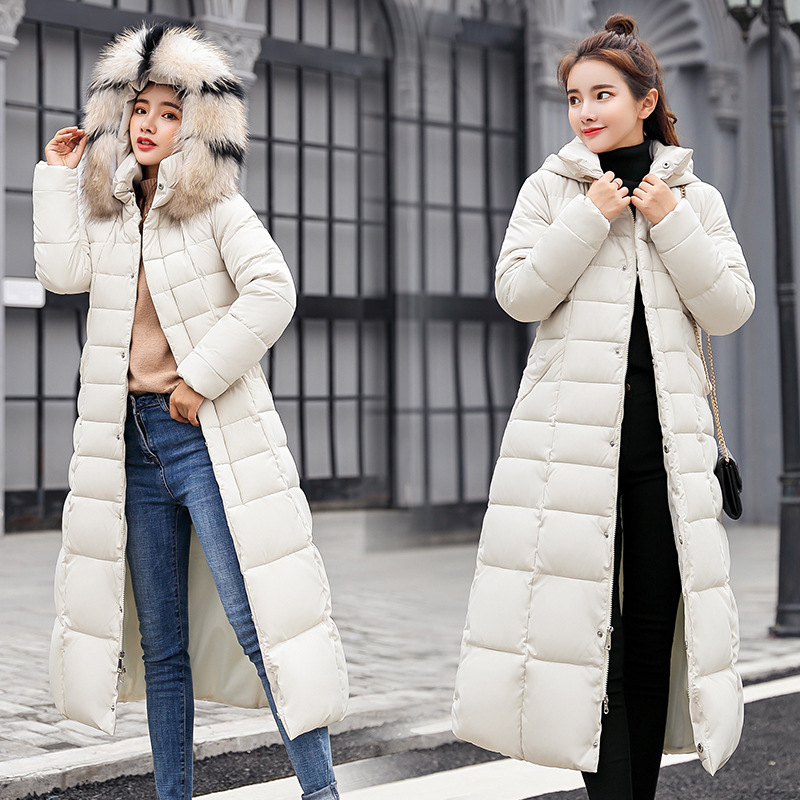 Cotton-padded women's long over-the-knee 2023 new winter clothing Korean style belt close-fitting down cotton-padded jacket cotton-padded jacket women's coat
