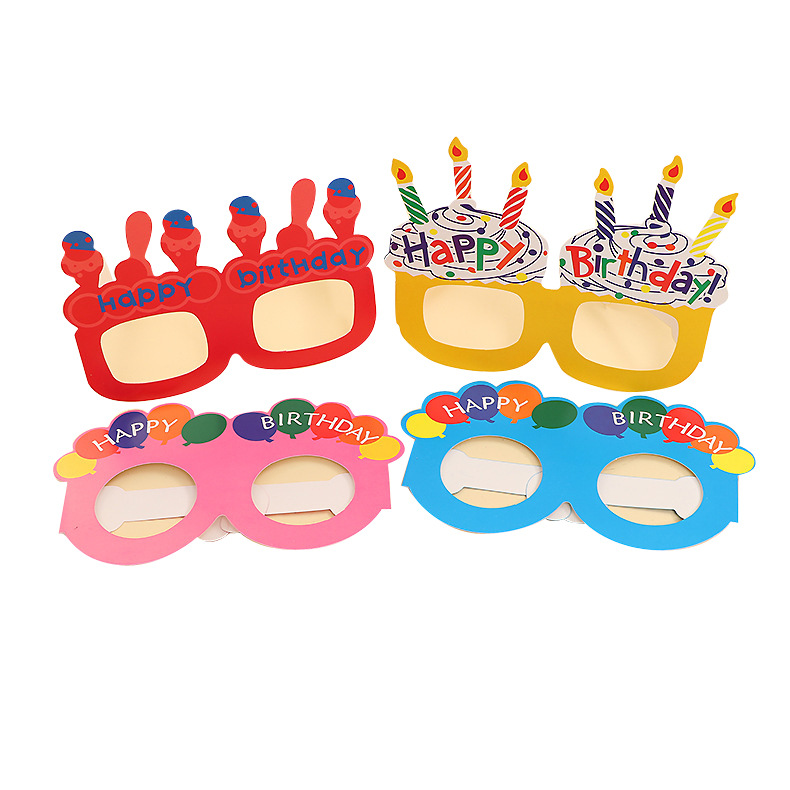 Baby birthday birthday glasses party glasses birthday toys cartoon party paper glasses wholesale