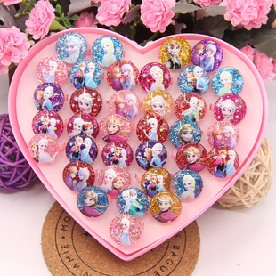 New Year Children's Day Birthday Gift Frozen Princess Mickey Expression Cartoon Children's Ring Jewelry Boxed