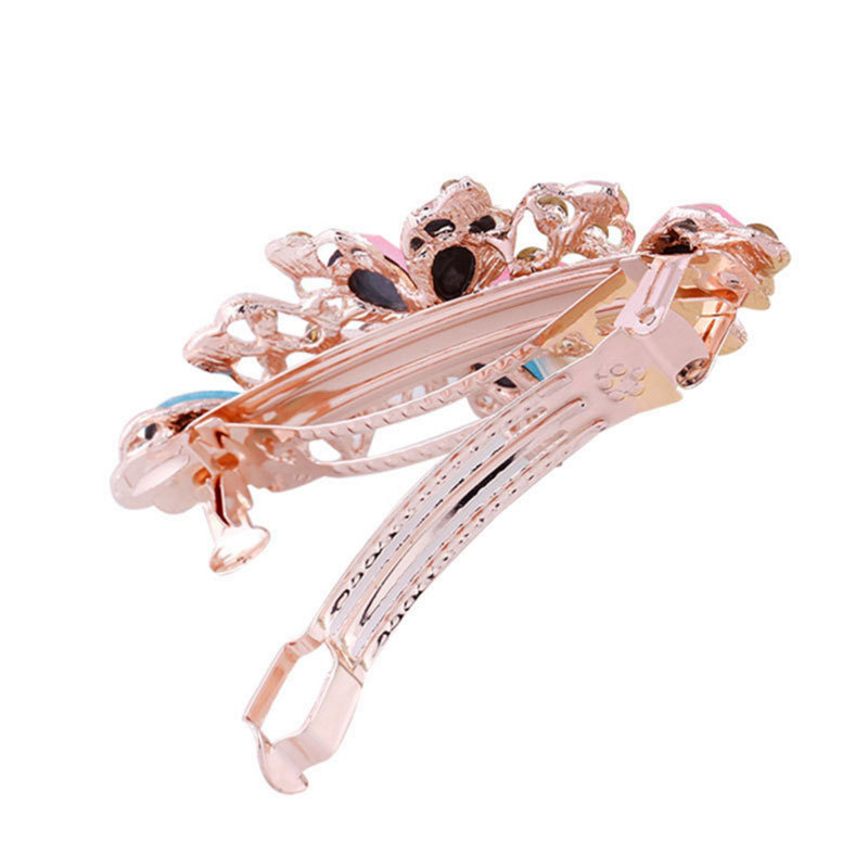 Korean style rhinestone bow hairpin headdress female pearl flower crystal hairpin spring clip small hair accessories wholesale