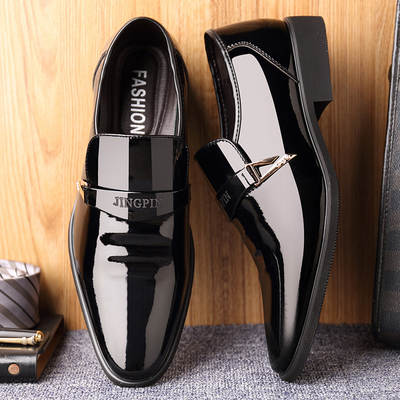 Large Size Four Seasons Men's Fashionable Korean Style Dress Business Leather Shoes Pointed Toe Wedding Shoes British Breathable Inner Height Increasing Casual Shoes