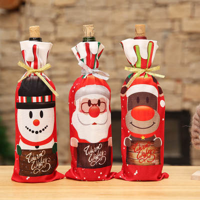 Cross-border new Christmas decorations red wine cover red wine bottle cover new wine bottle bag dining table supplies home decoration supplies