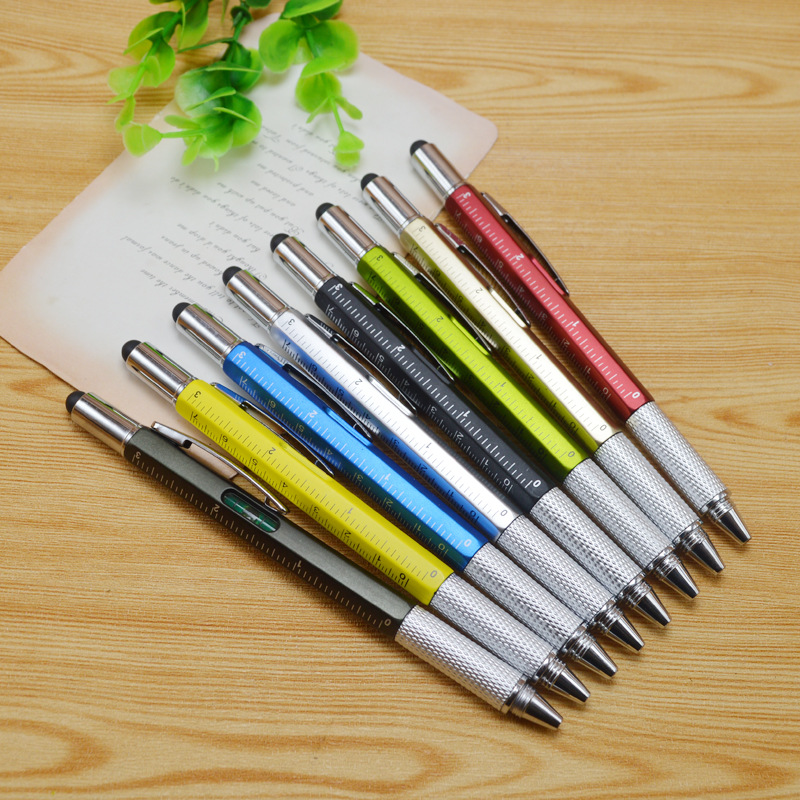 Small batch multi-function screwdriver ballpoint pen plastic tool pen six-in-one level touch advertising gift pen
