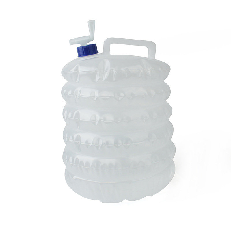 Outdoor PE telescopic bucket 10L portable folding water bag with faucet camping mountaineering car bucket wholesale