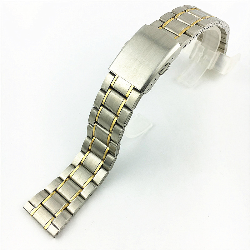 Three beads diving side line stainless steel watch strap 12mm aircraft double button 20mm gold ladies Bracelet 14mm
