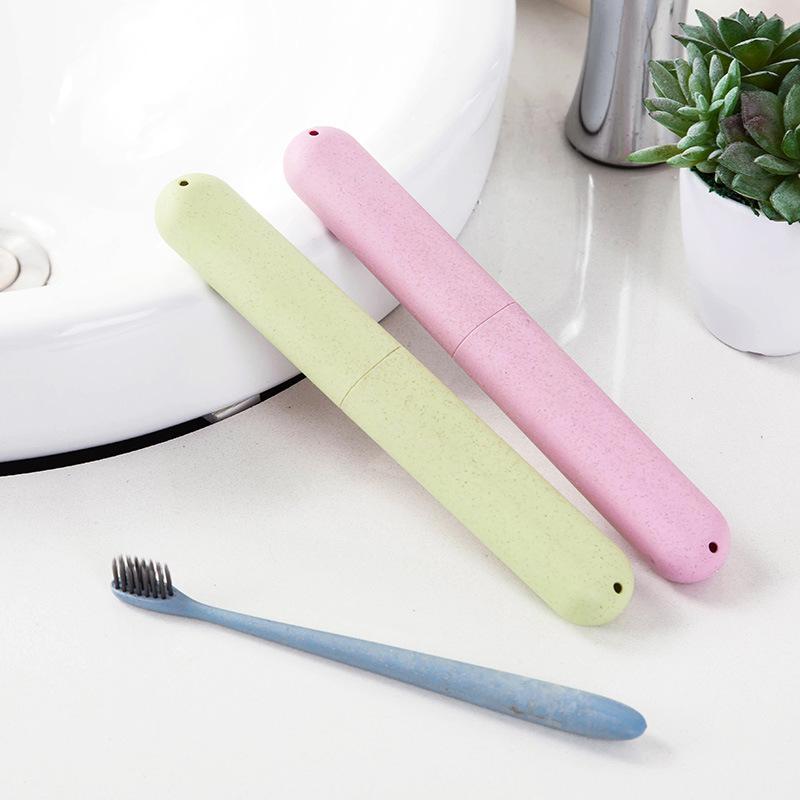 Home Wheat Straw Travel Toothbrush Box Portable Toothbrush Holder Storage Box Wheat Straw Toothbrush Storage Box
