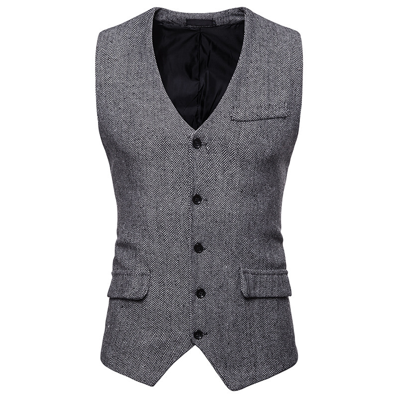 AliExpress cross-border e-commerce approved 2020 men's herringbone single-breasted vest men's suit vest M49