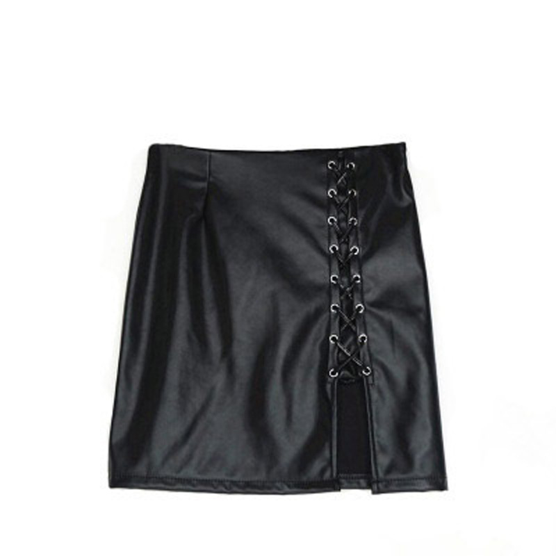 2023 Foreign Trade Explosions European and American Skirt Strap Bottom Split Uncracked PU Leather Skirt Hip Skirt