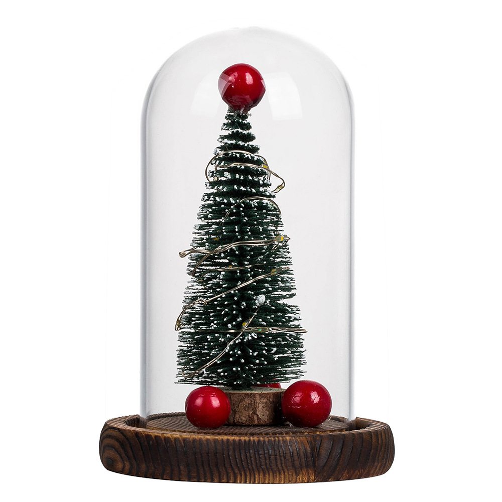 Cross-border mini Christmas tree glass cover LED lights small ornaments Christmas luminous decorative lights Gifts Wholesale