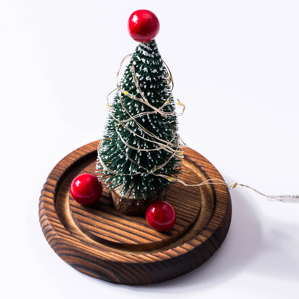 Cross-border mini Christmas tree glass cover LED lights small ornaments Christmas luminous decorative lights Gifts Wholesale
