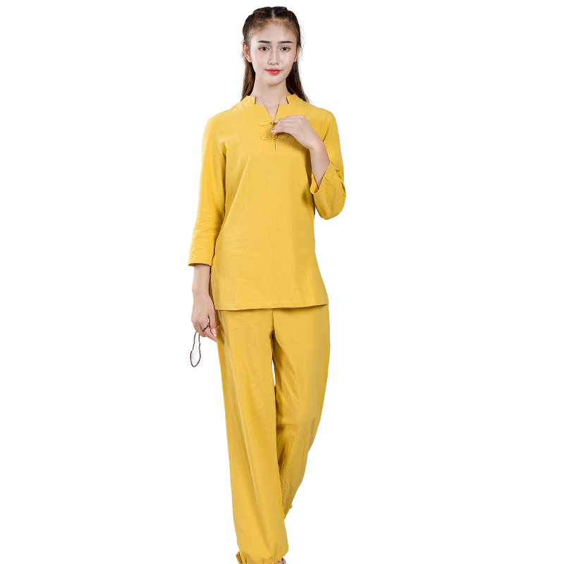 Comfortable Fitness Cotton and Linen Yoga Suit for Female Lay Scholars Meditation Meditation Taiji Suit