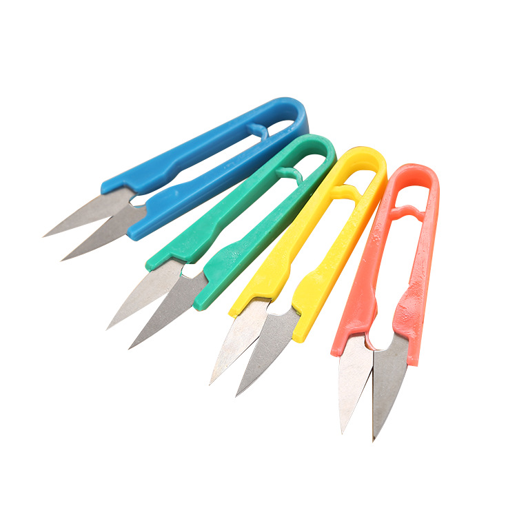 Color yarn scissors manufacturers plastic handle sewing U-shaped thread Scissors Spring scissors cross stitch tools gift scissors