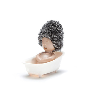 Bathtub shape cleaning ball scouring pad rack soap opera dish scrubber holder