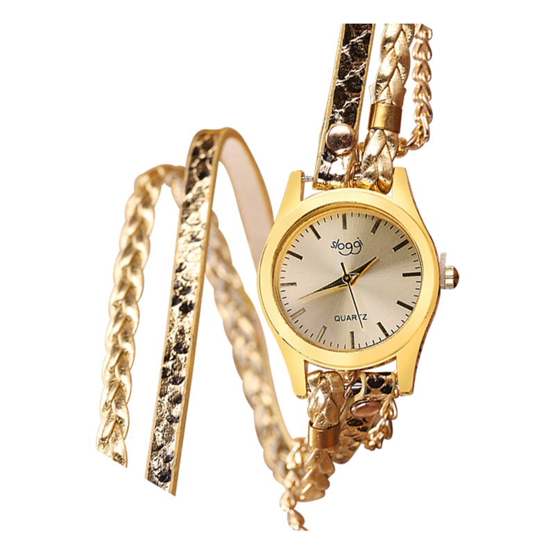 Cross-border new fashion retro style ladies winding bracelet watch woven serpentine quartz watch women's a generation of hair