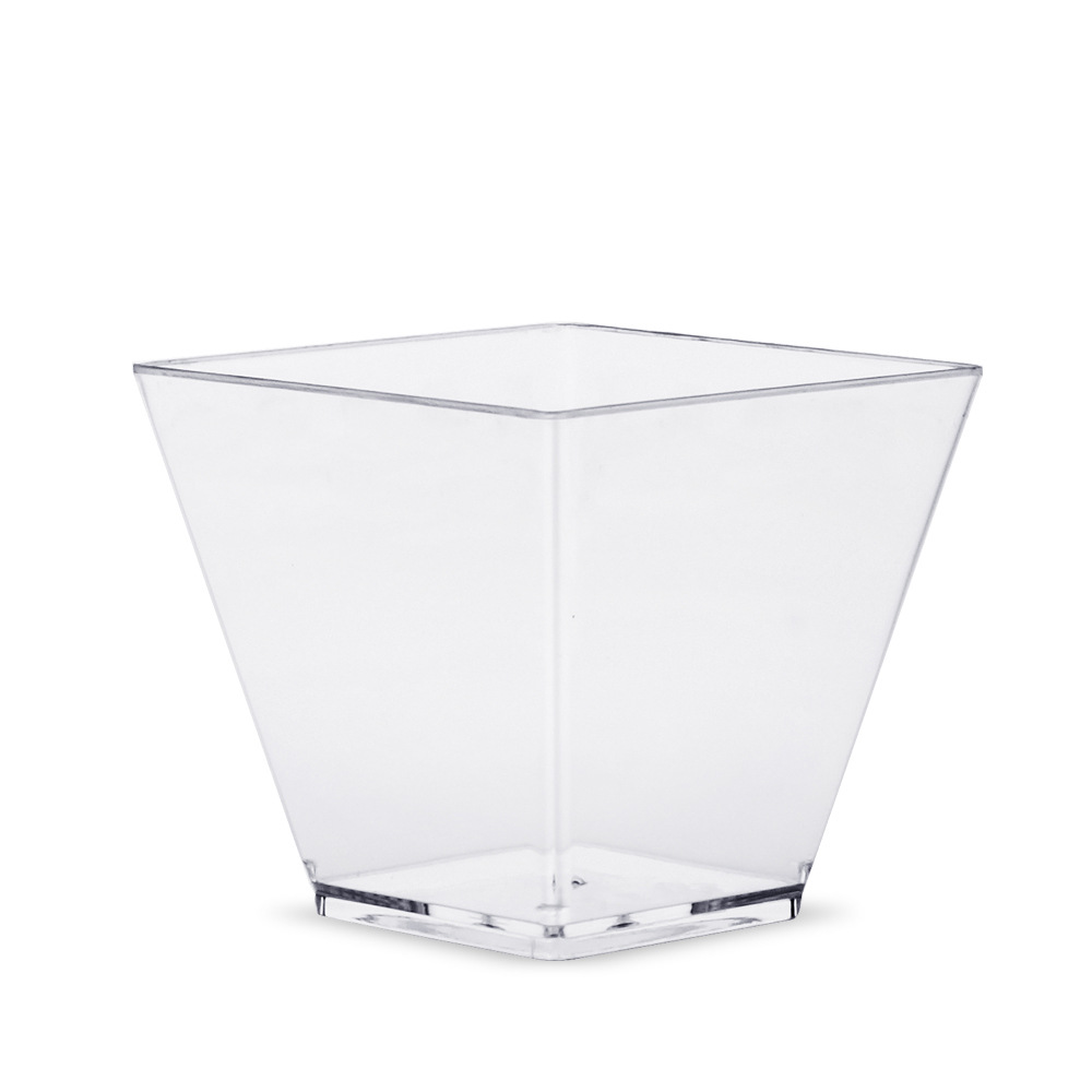 PS hard plastic transparent 2oz 60ml square dessert Cup with Spoon mousse cup pudding cup parfait Cup plastic spoon
