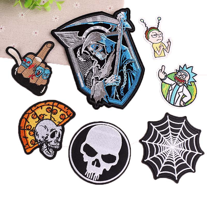 Embroidered Embroidered Cloth Stickers Trendy Brand Punk Clothes Decoration Patch Skull Cloth Stickers Computer Embroidered Stamps Magic Stickers