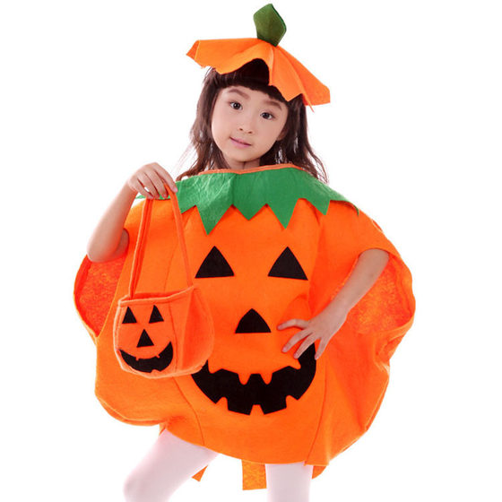 Halloween Costume Parent-Child Activity Children Pumpkin Makeup Show Clothes Pumpkin Hat Wholesale Pumpkin Clothes