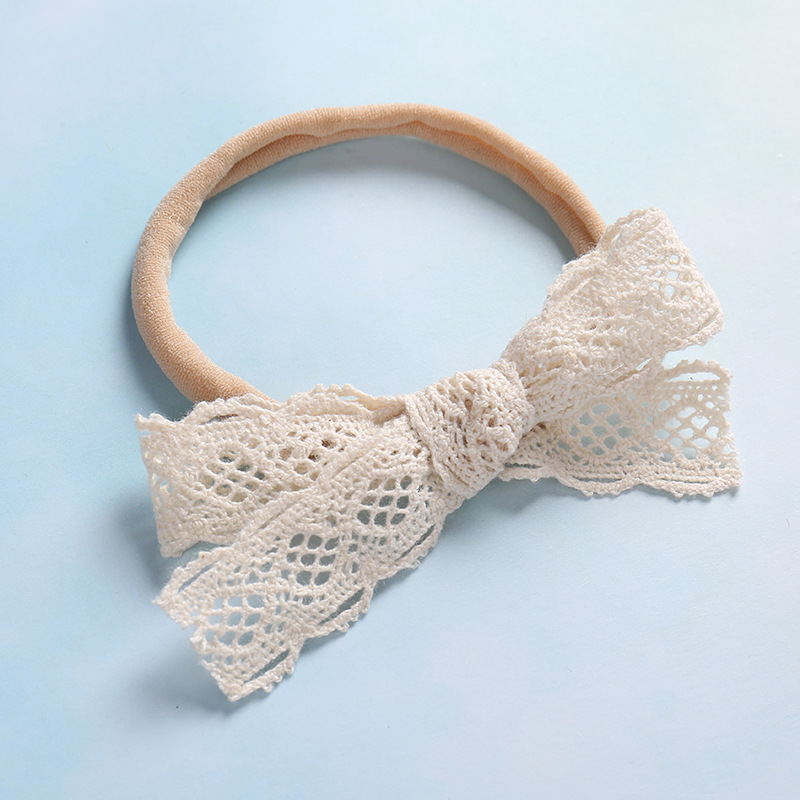 Small cute small lace bow super soft hair with no trace nylon elastic baby headband children