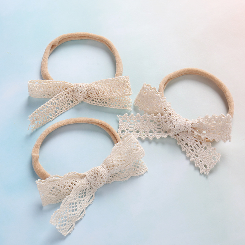 Small cute small lace bow super soft hair with no trace nylon elastic baby headband children