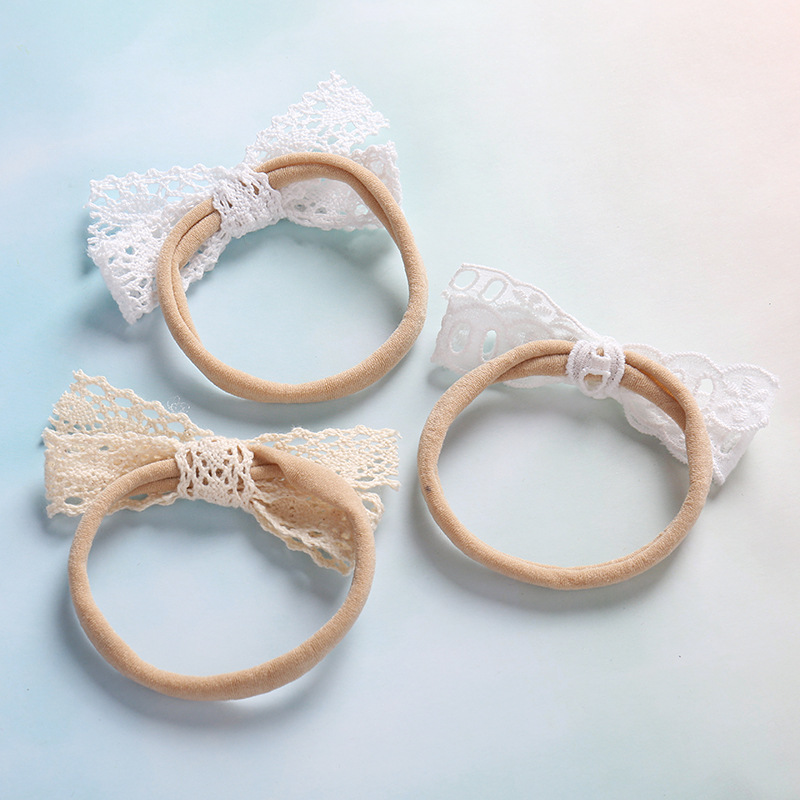 Small cute small lace bow super soft hair with no trace nylon elastic baby headband children
