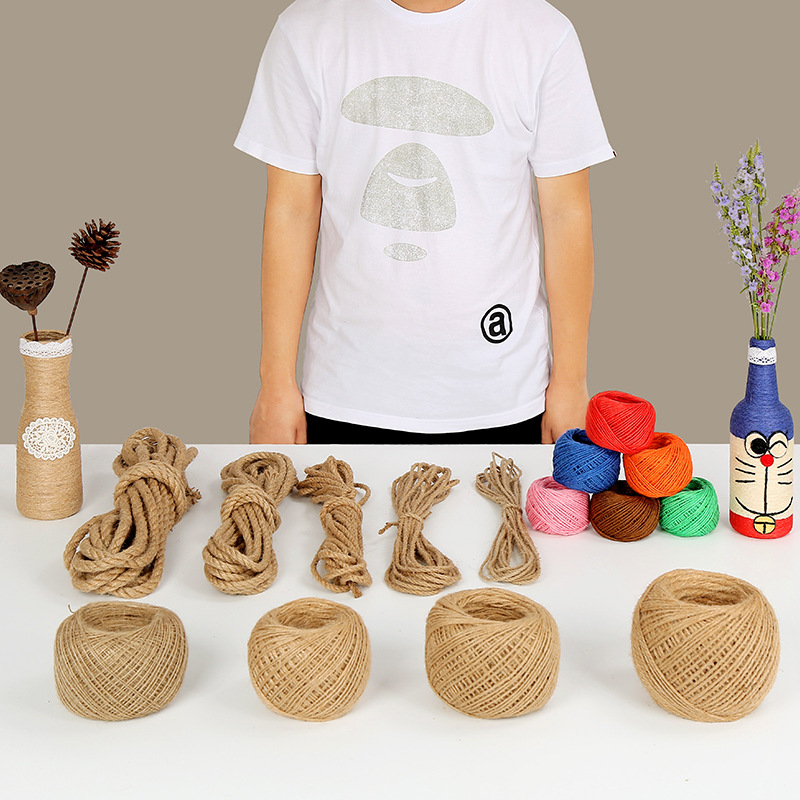 Colorful hemp rope diy decoration retro hand woven jute rope small roll wholesale photo wall tag complete