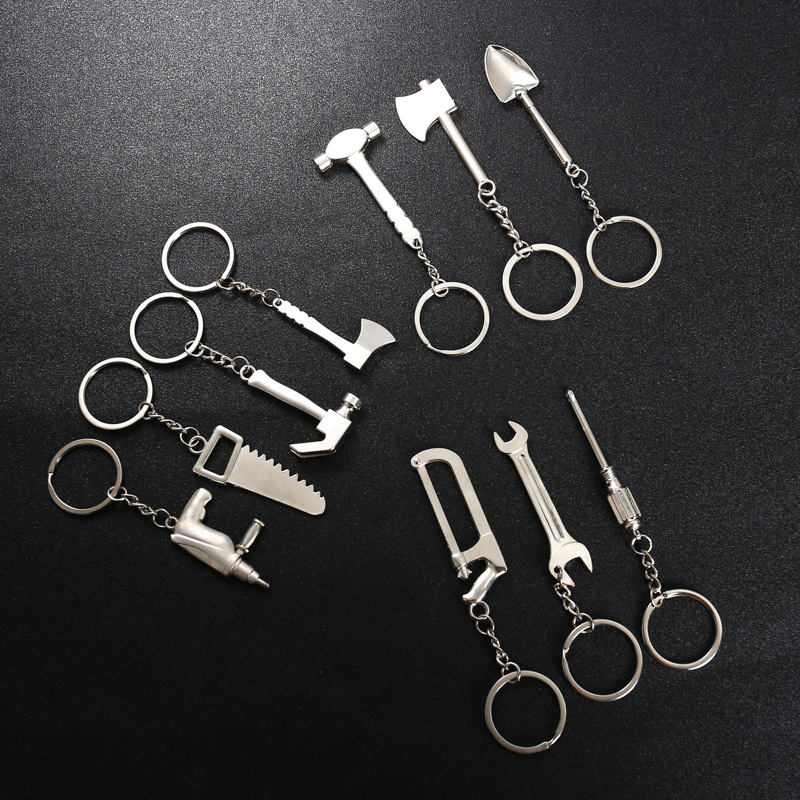 Creative simulation tool metal mini keychain wrench hammer wholesale activity small gift pendant